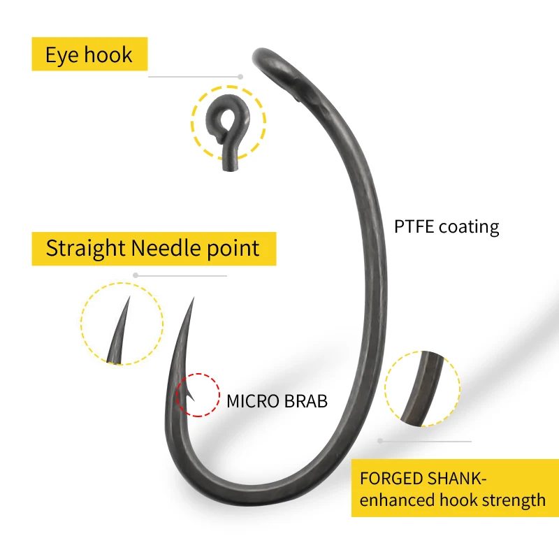 곡선 긴 생크 부리 포인트 PTFE 코팅 잉어 낚시 후 - Fishing Hook Assortment 리뷰 및 가격